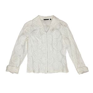 Samuel Dong White Fringe Blazer Women’s Small